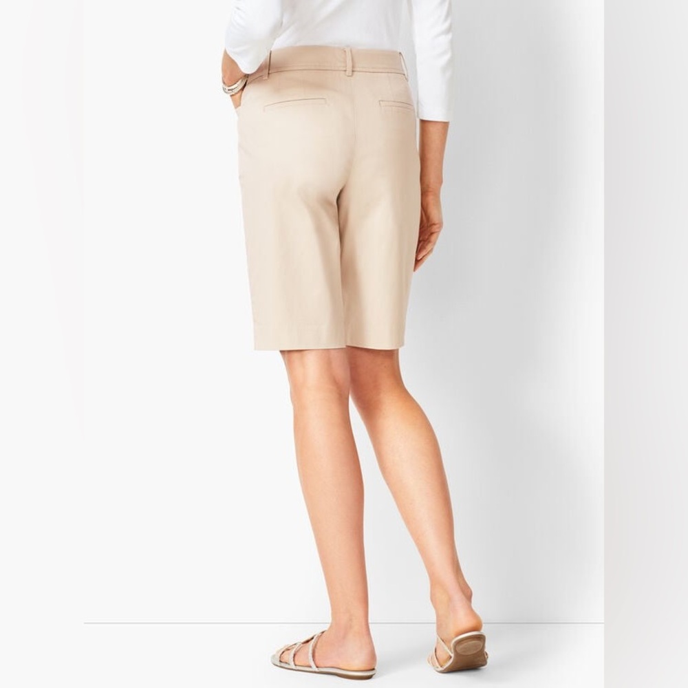 ☀️ 💜 Talbots Classic Bermuda Perfect Shorts Sz 12 Tan Stretch High Waist EUC